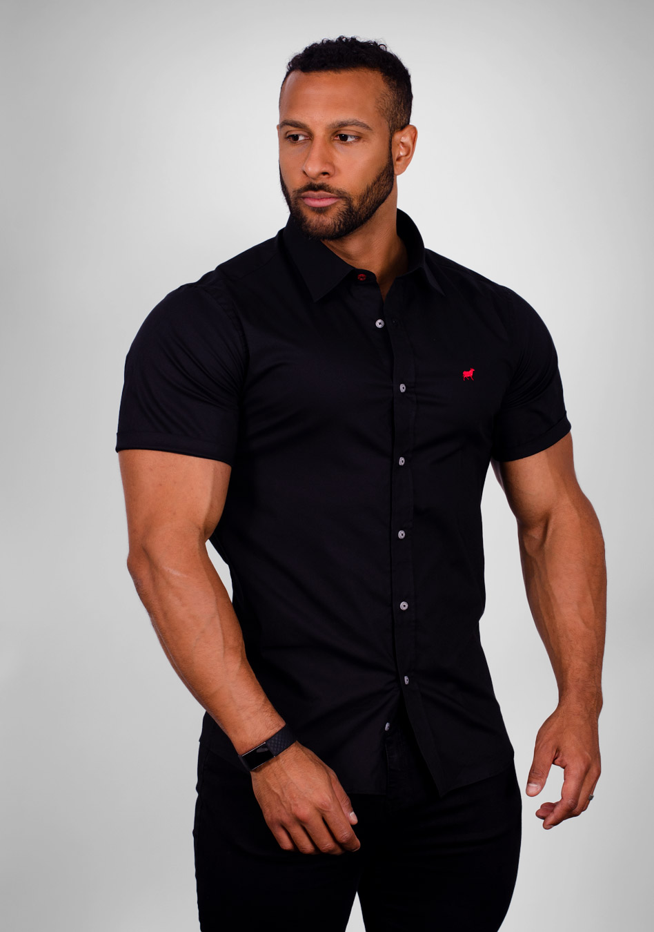 Black Short Sleeve Muscle Fit Shirt - Glory