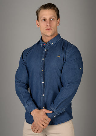 Deep Blue Muscle Fit Shirt - Midnight